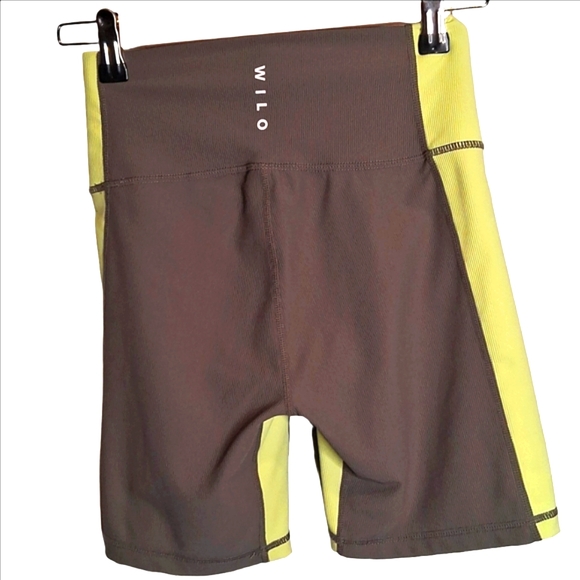 Wilo The Label Olive & Lime Green Ribbed Bike Shorts Size Small - Picture 5 of 5